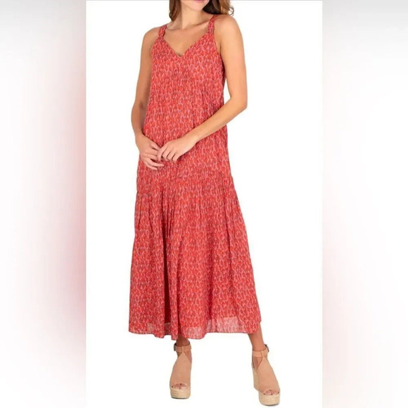 NWT Cotton Joie Maxi tiered dress Tea Rose MSRP $248 Medium REVOLVE - Picture 1 of 12